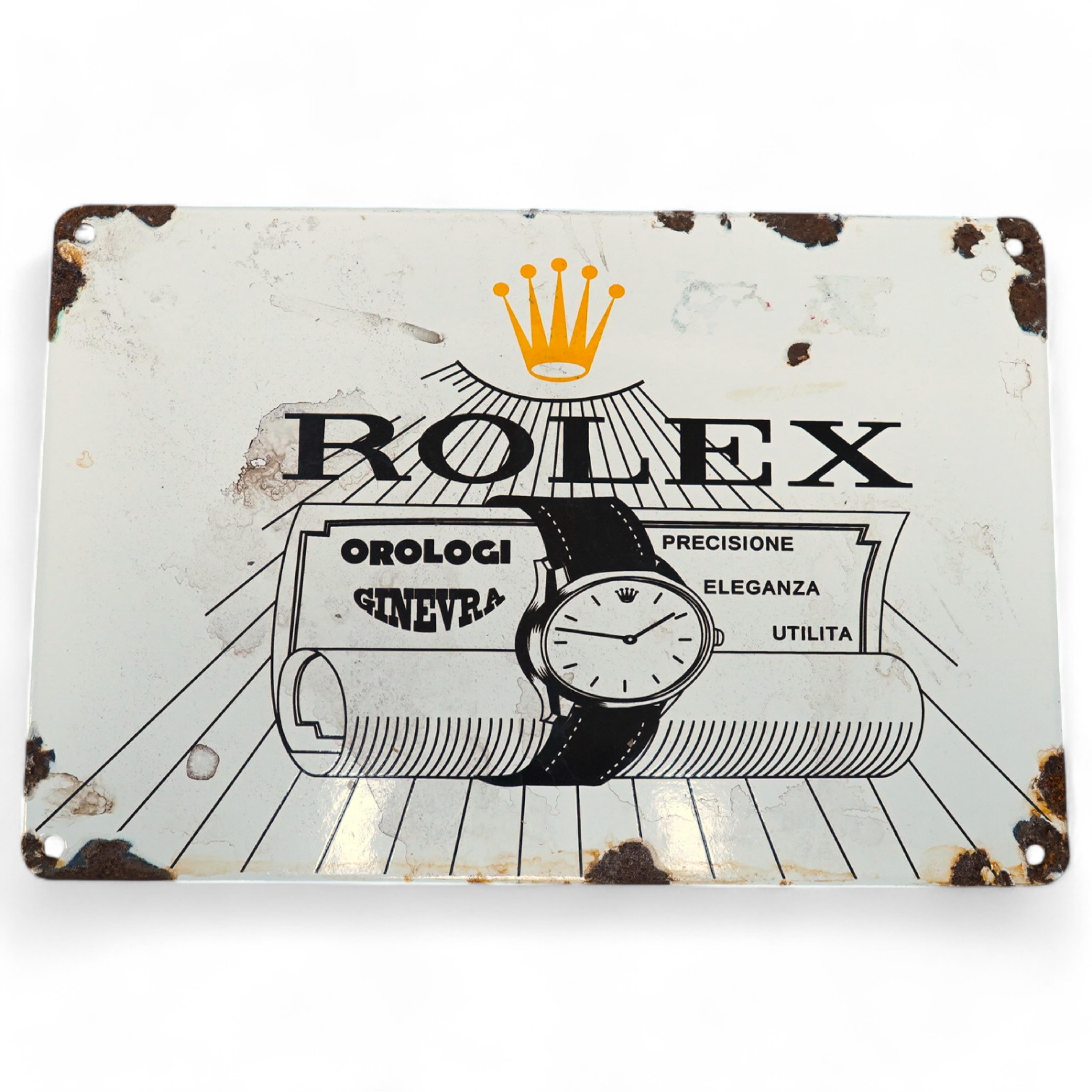 A Rolex rectangular advertising enamel sign, 20cm high. Condition - as per online images